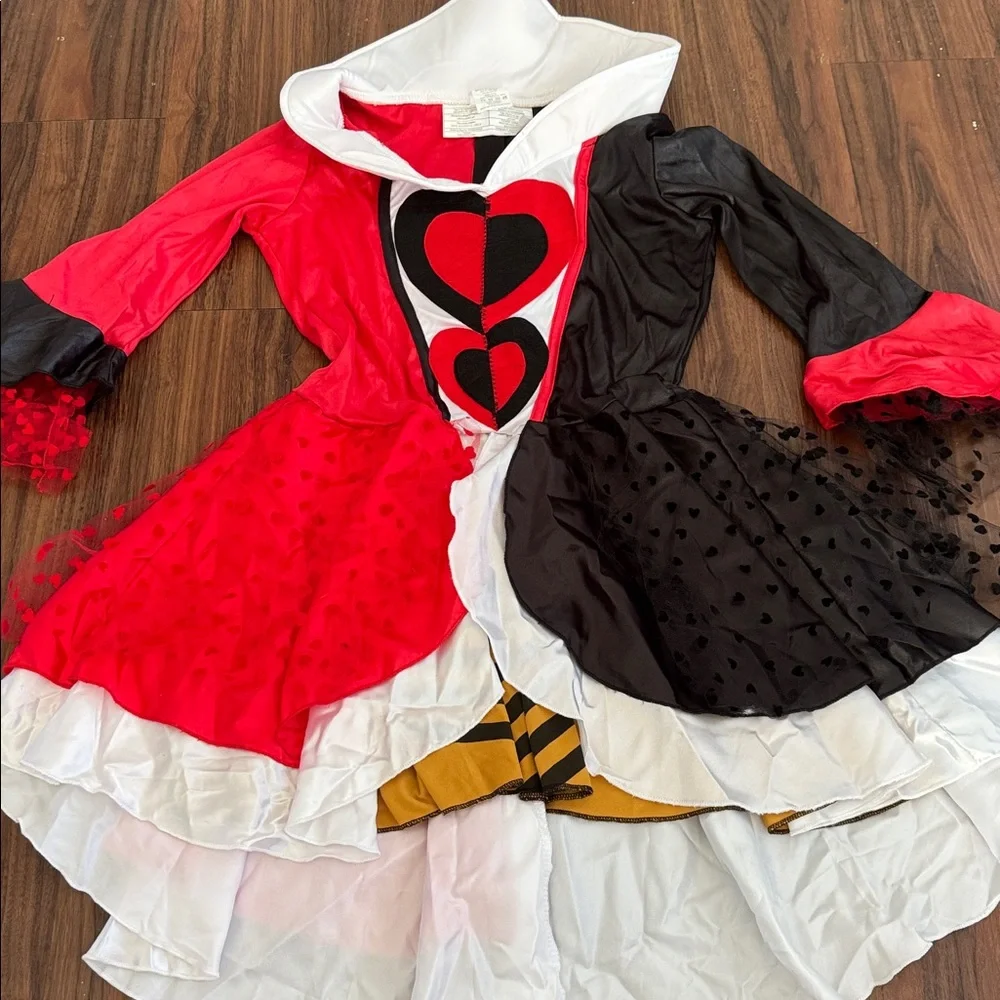 Queen of Hearts Teen XL 4 Piece Costume Dress Halloween Cosplay Disney Villain - Picture 5 of 10